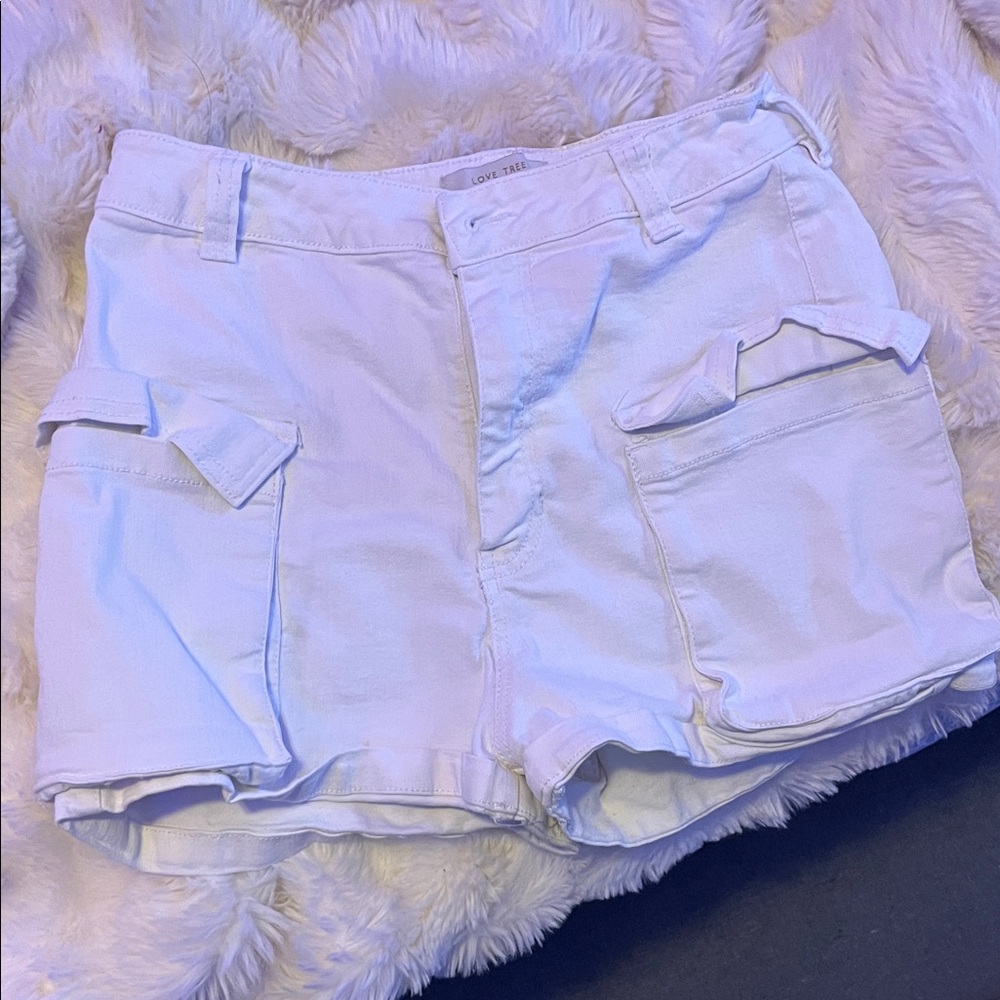 White Cargo Pocket Women's Shorts